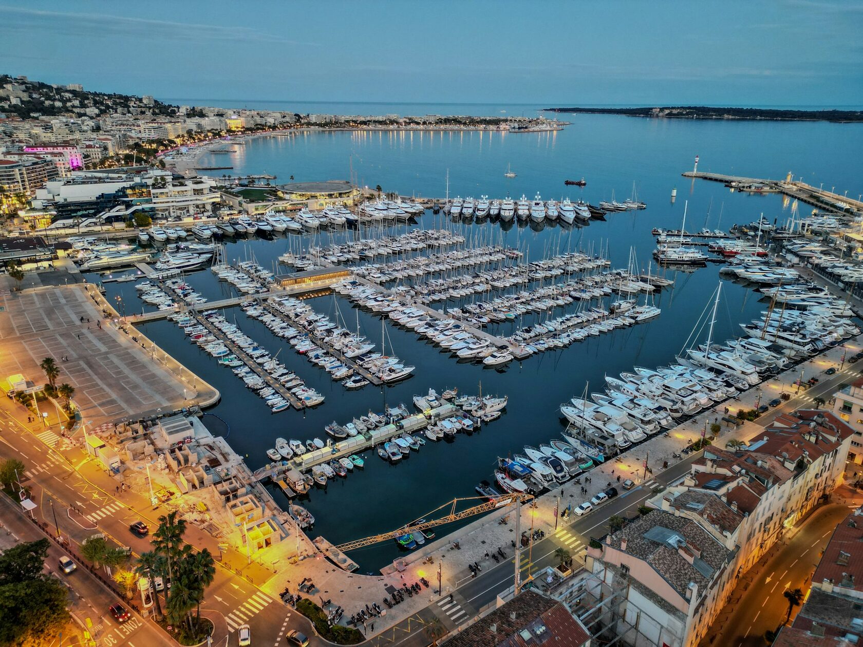 Yacht marina night