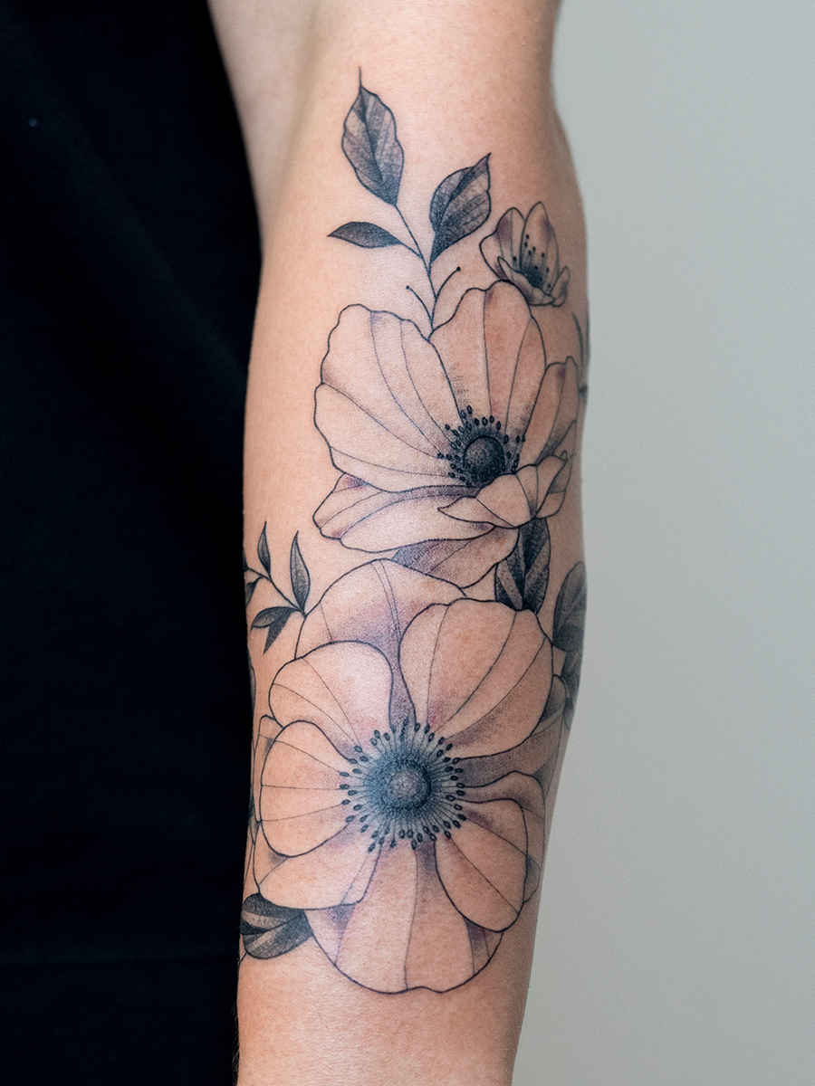 tattoo faces in Fine Line style
