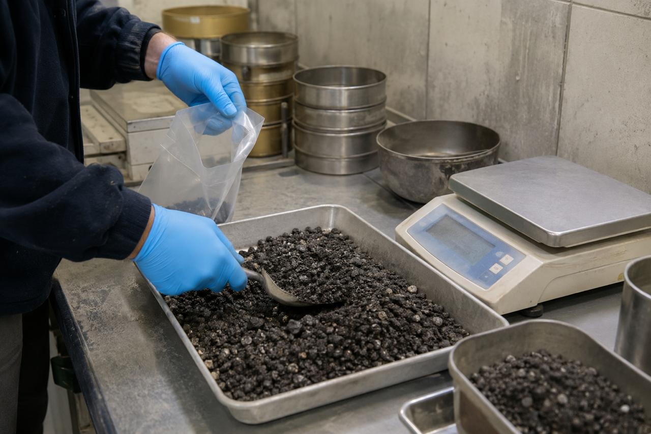 Лабораторен контрол на проба от reclaimed asphalt RAP преди използване в нова смес