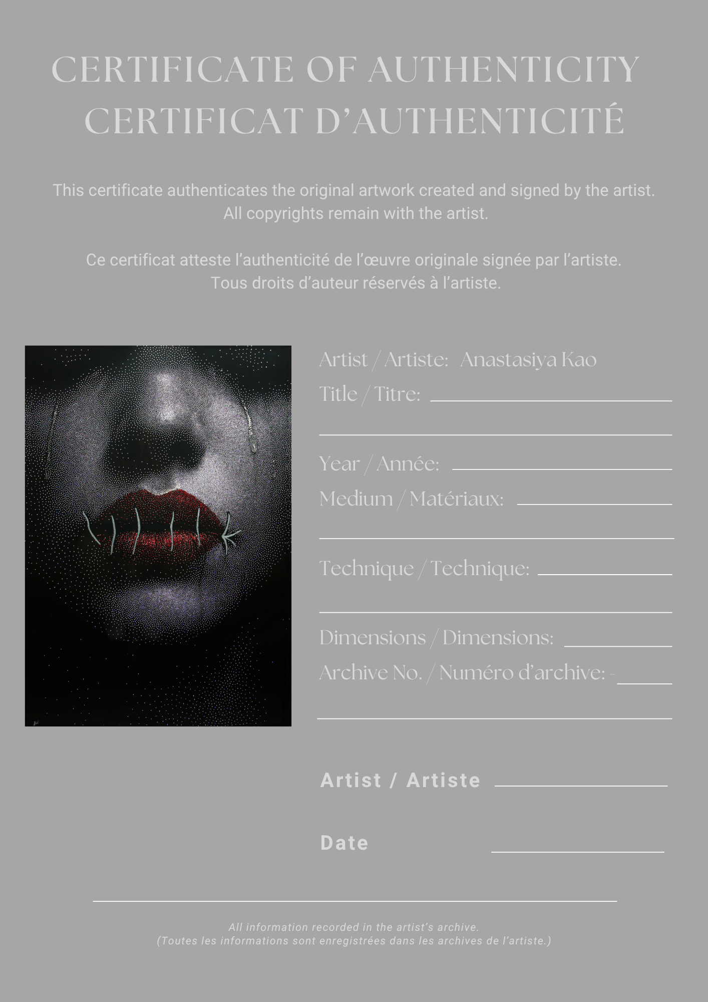 Certificat d’authenticité
