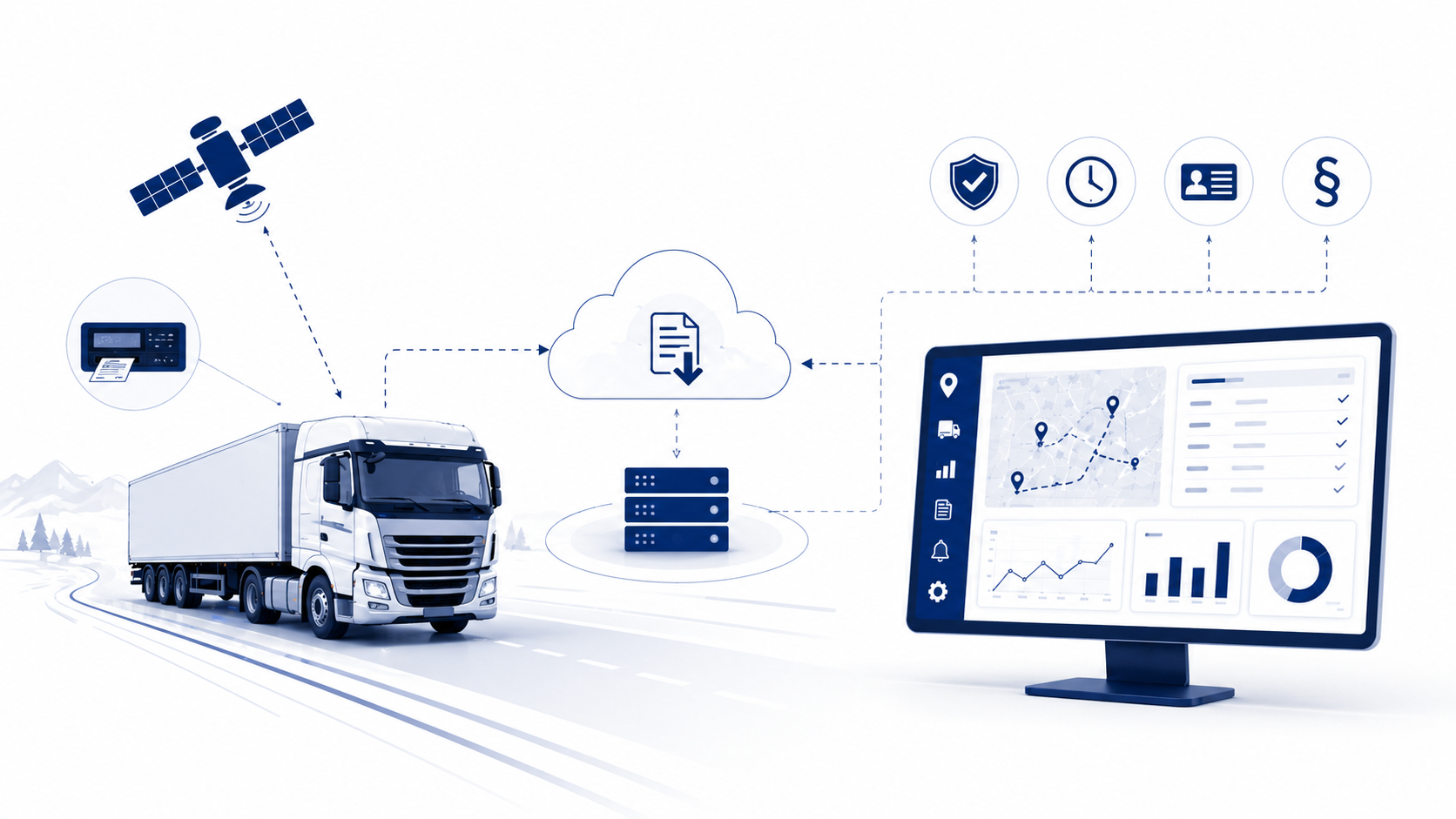 LKW-Fuhrpark von Kronberg Transporte mit automatischer Tachodatenerfassung und digitaler Fuhrparksteuerung