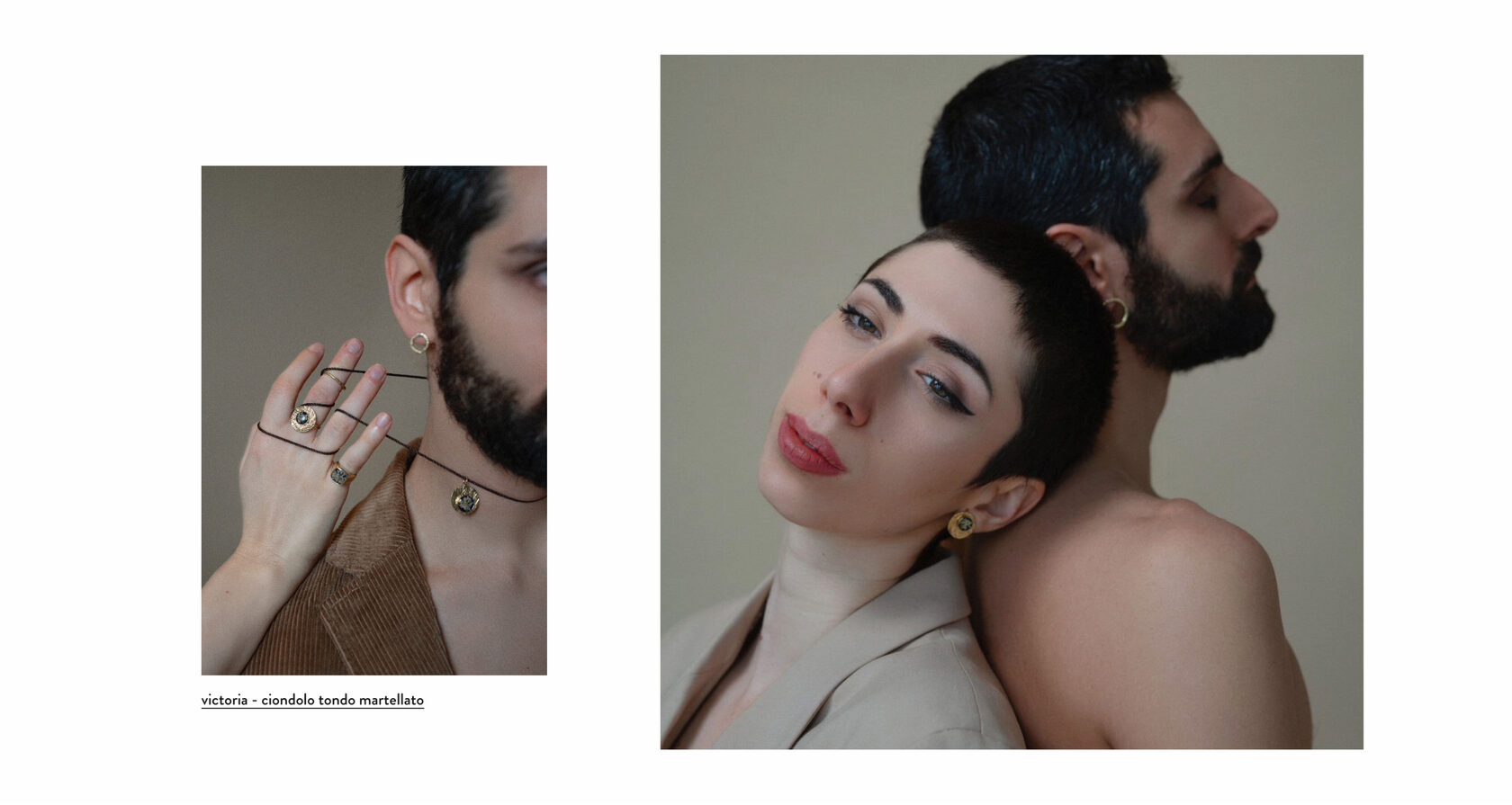 Website lookbook featuring Nero Cumino’s handcrafted jewelry and poetic storytelling.