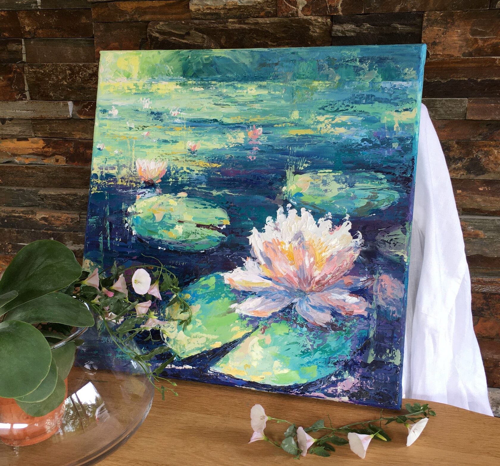 water lily oil painting