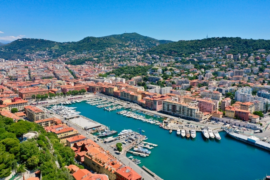 The historic waterfront and harbour of Nice, France