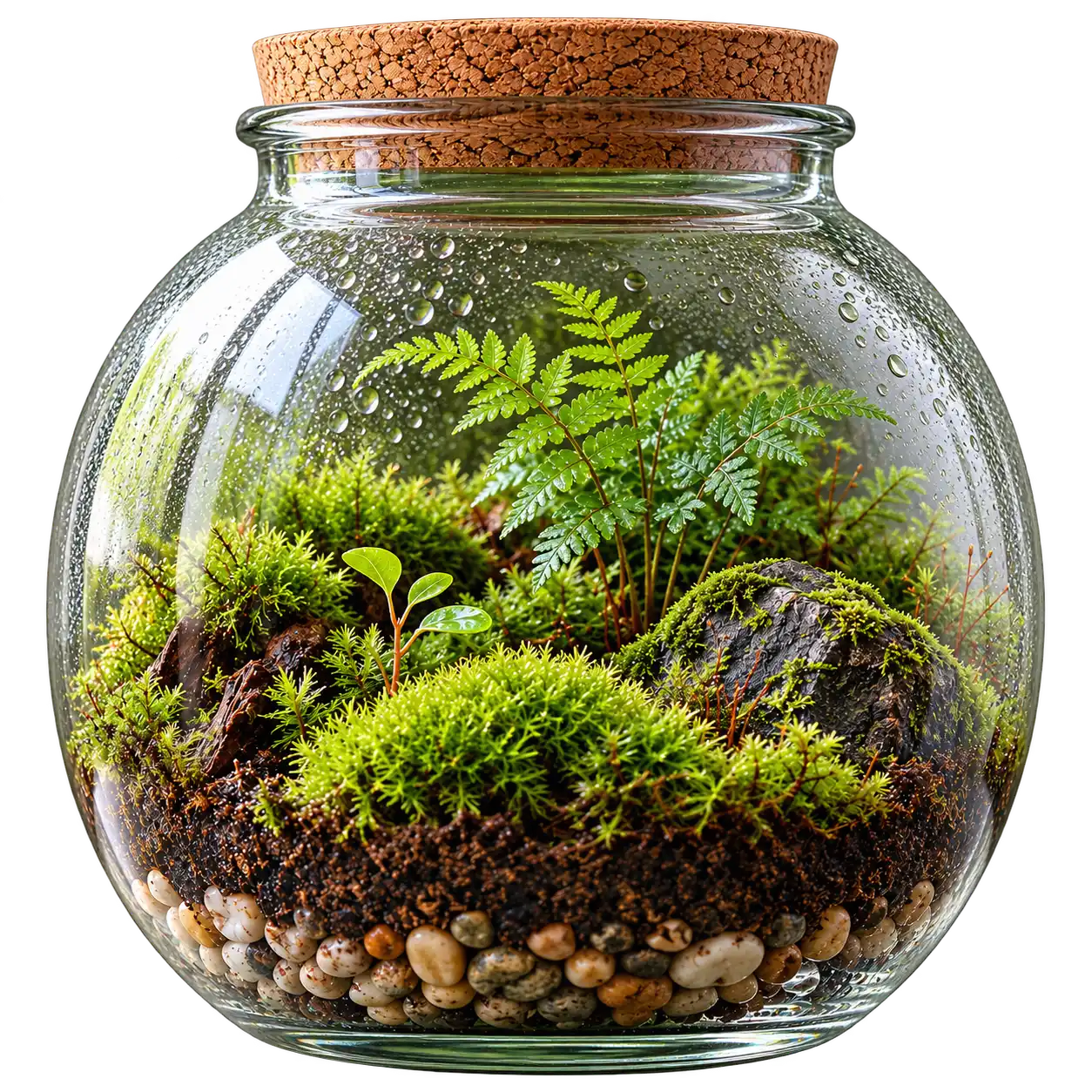 Biotop im Glas mit Moos, Farn und Steinen – IZSO NaturArt Lahr