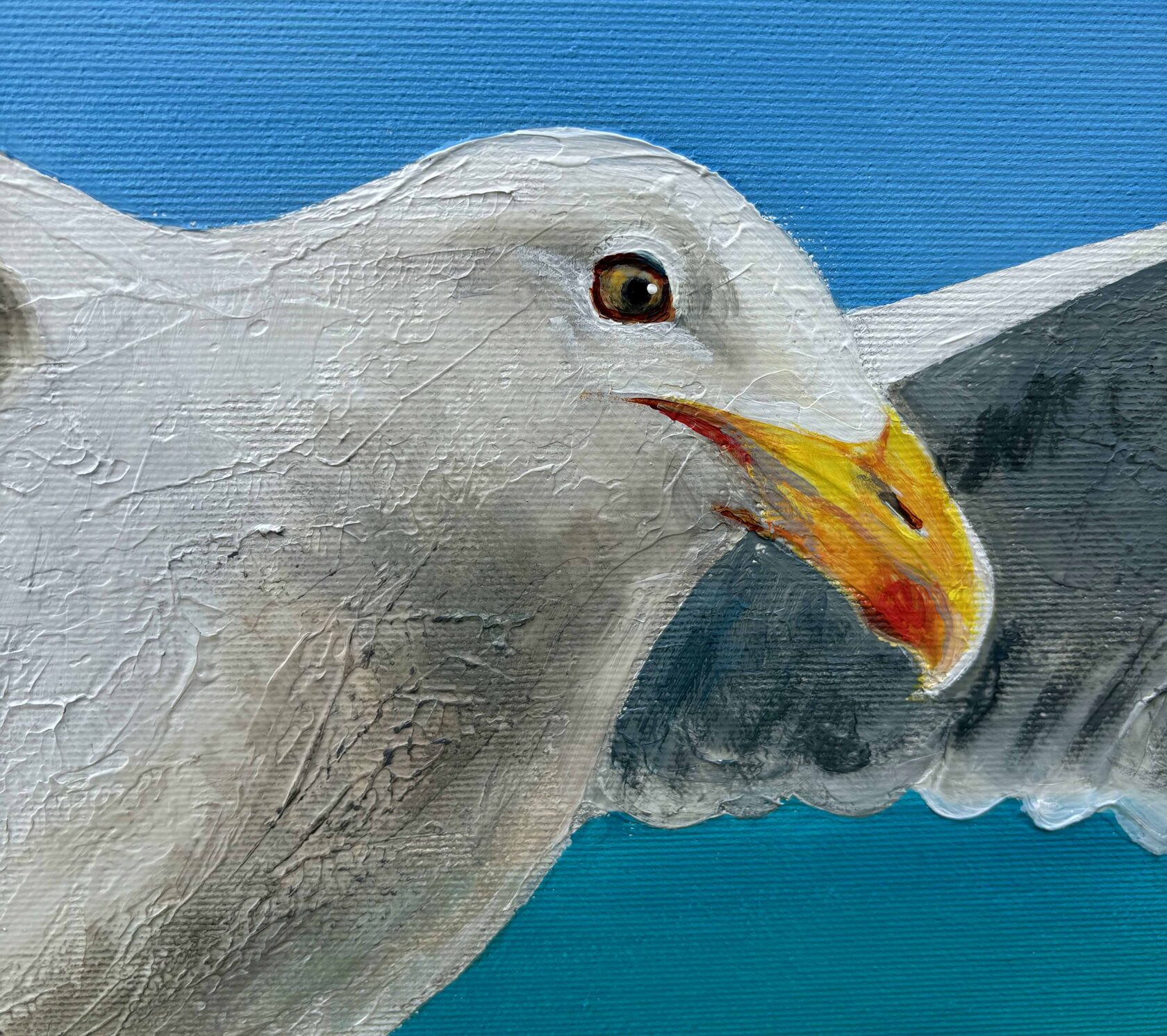 Acrylic painting seagull, mixed media, large wall art for sale, buy art from artist, buy original paintings, Slovenia, painting for sale Oxana Kravtsova Oxypoint