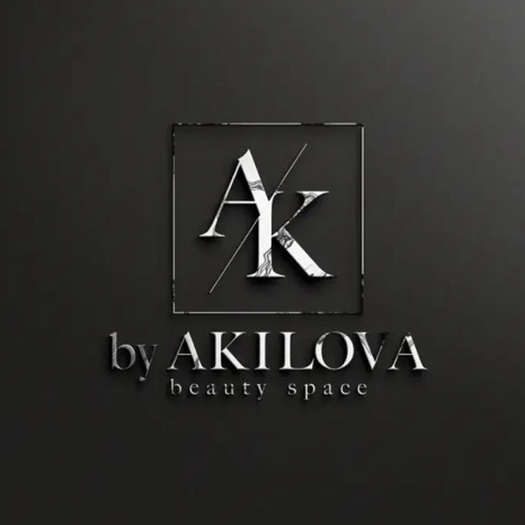 by AKILOVA beauty space salon logo – AK monogram in a square frame