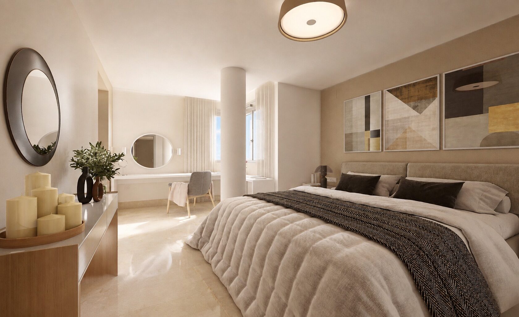 Main bedroom with fitted wardrobes