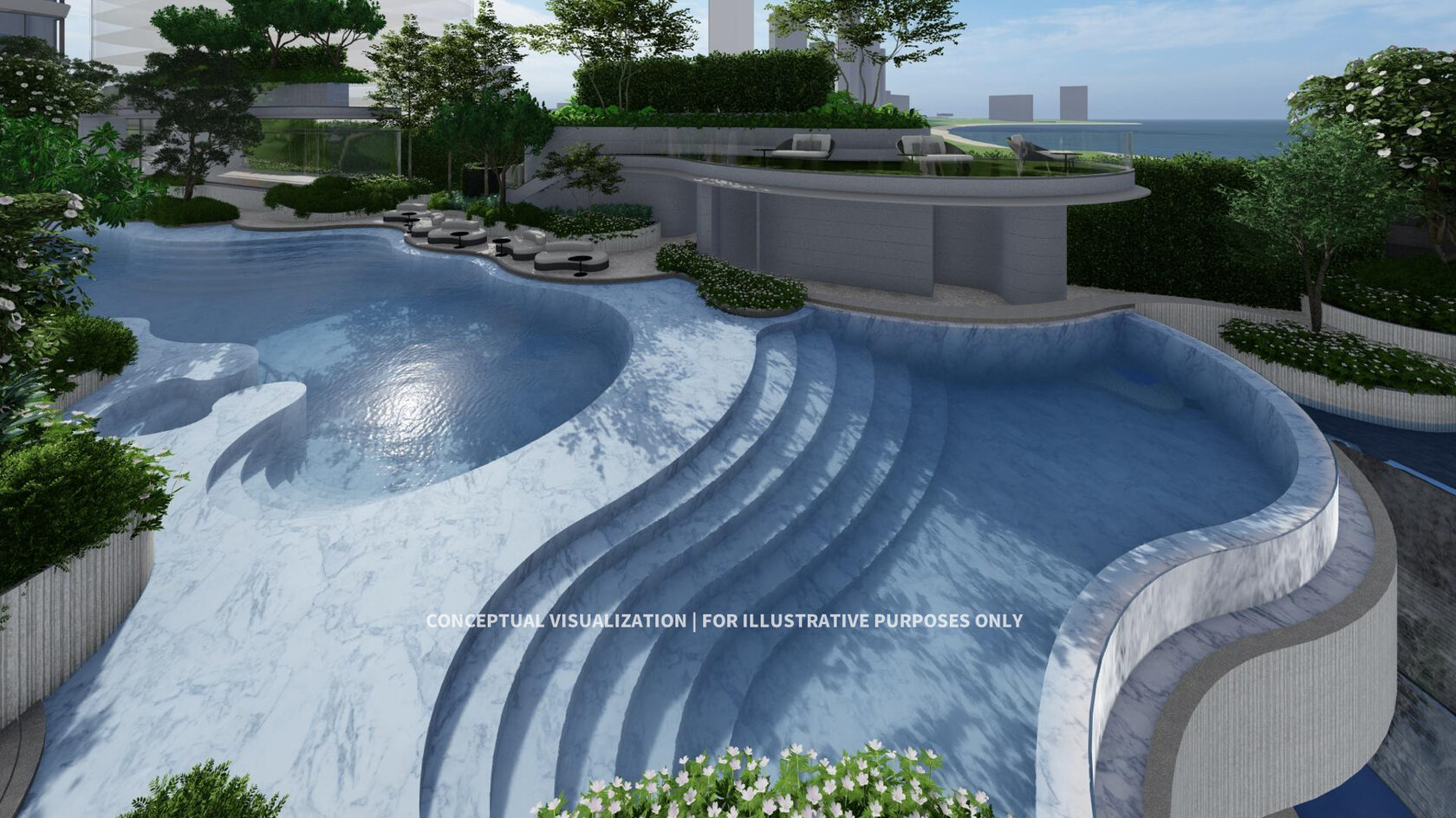 Wellness lagoon pool at Soondri Wongamat beach club