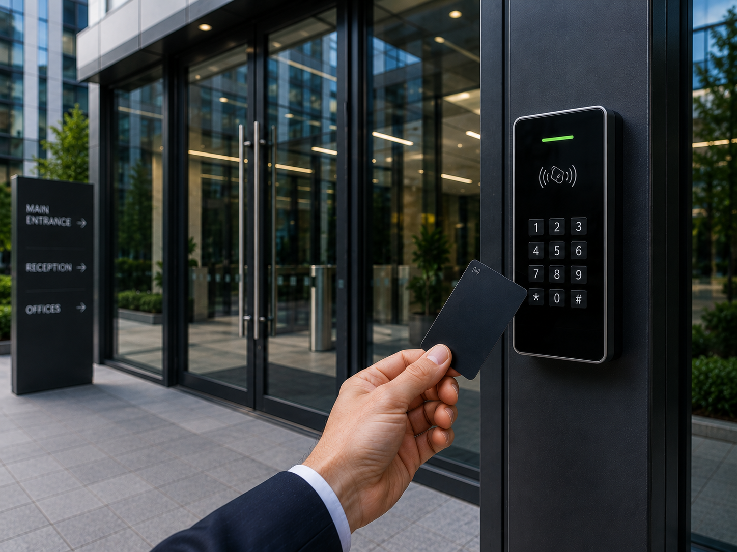 Commercial office protected by an access control system