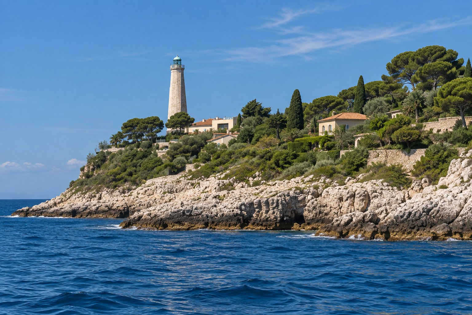 Sentier du littoral à Saint-Jean-Cap-Ferrat et phare