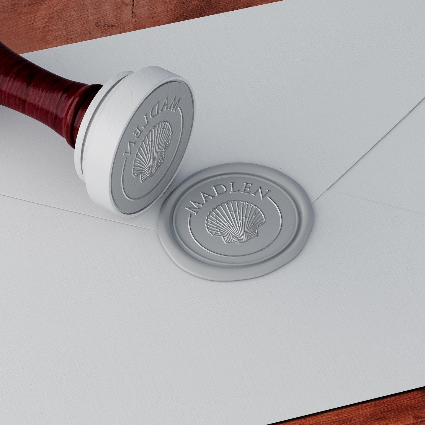 Stamp with the Madlen pastry shop logo