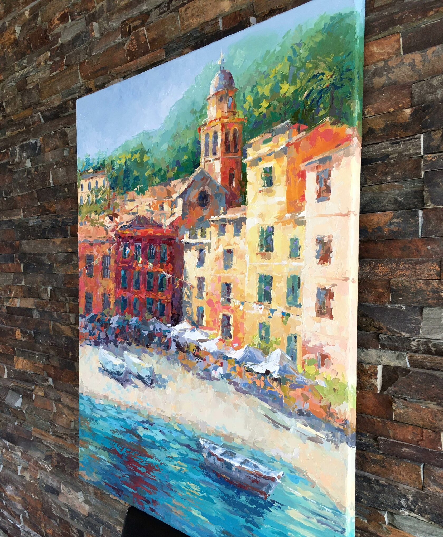 oil painting Portofino, painting for sale, large painting Italian Riviera