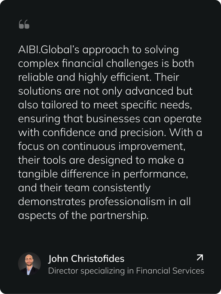 Client testimonial from John Christofides about AIBI.Global.