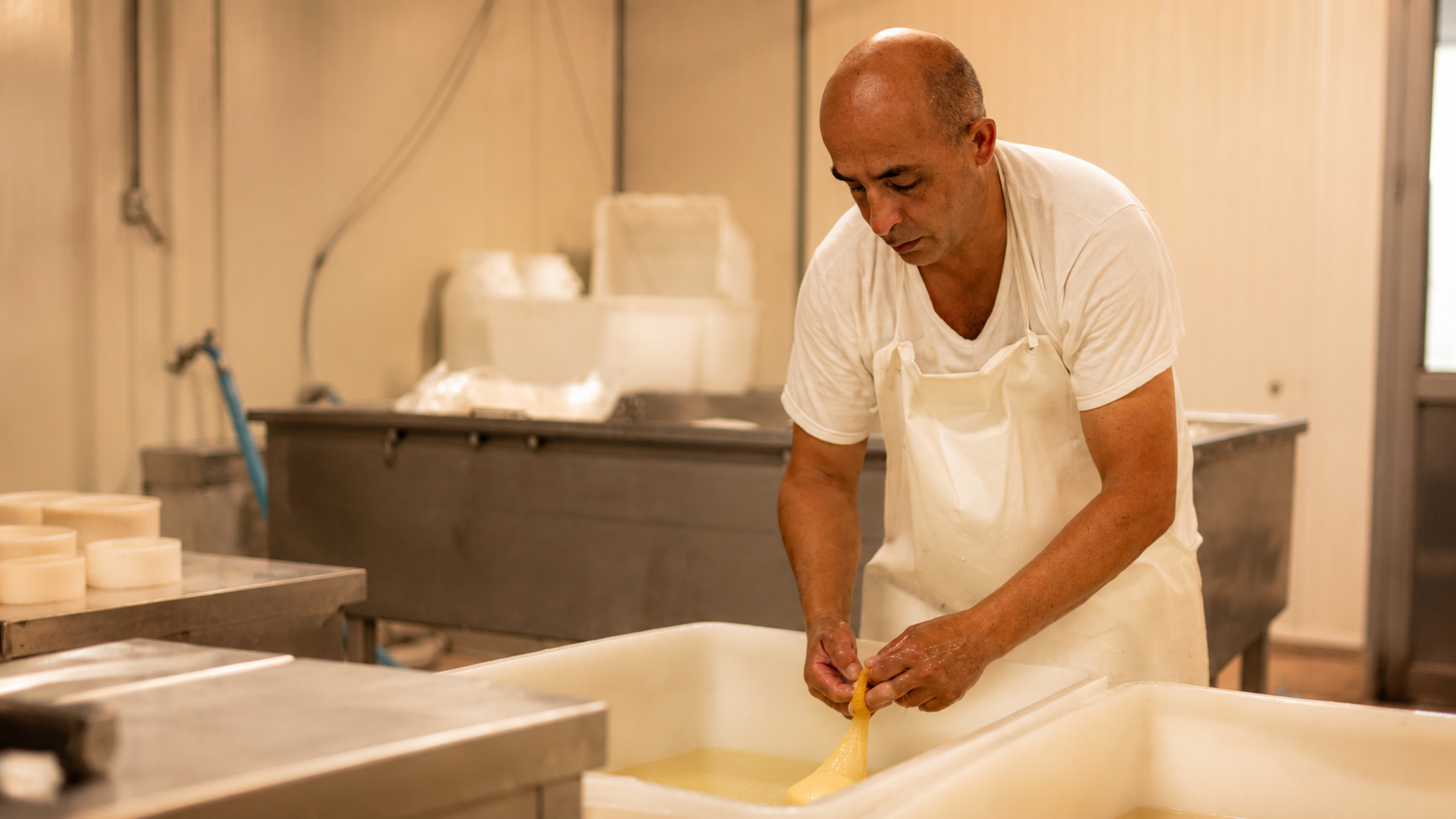 Lavorazione artigianale del formaggio nel nostro caseificio