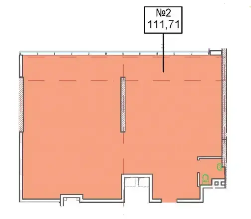 Планировка офиса №2 площадью 111,71 м² в БЦ PlatON