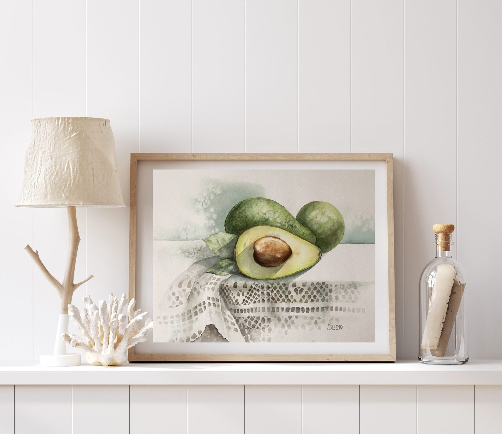 avocado watercolor painting