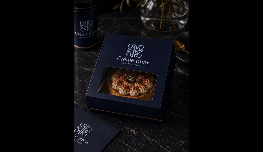 Логотип Crème Brew на подарунковій коробці