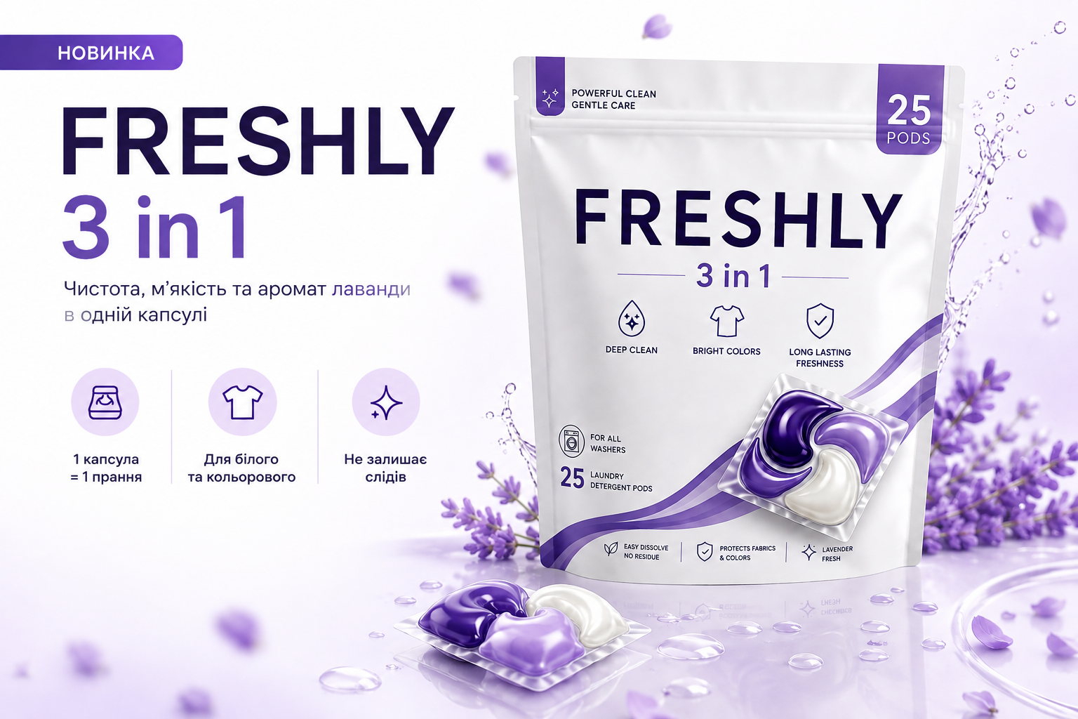 Капсули для прання FRESHLY 3 in 1