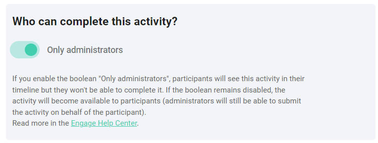 Project activity settings