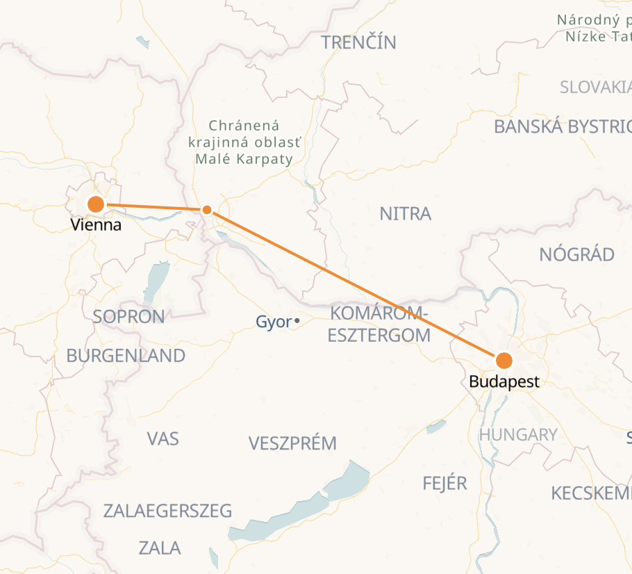 vienna to budapest travel time