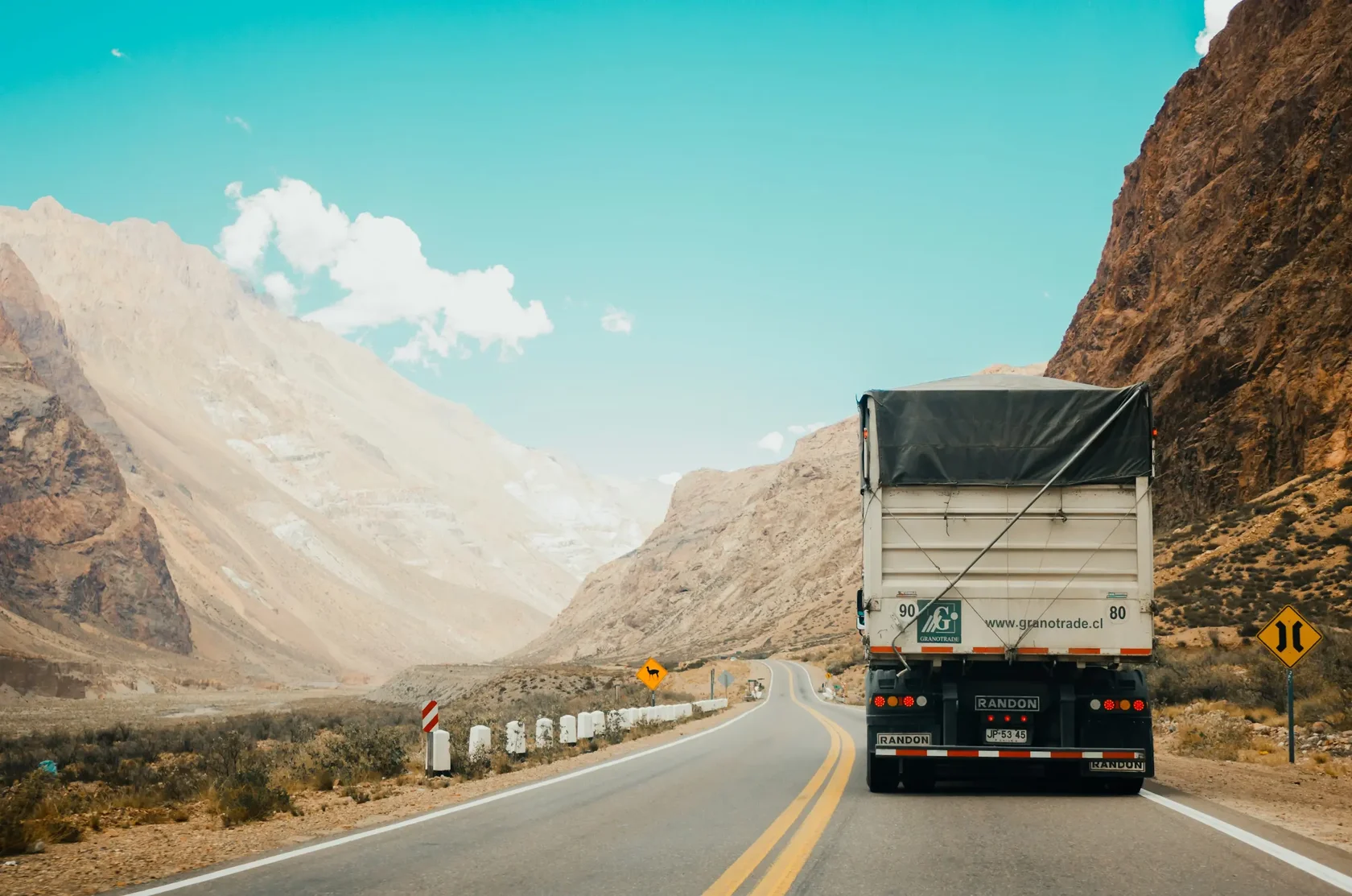 Professional truck driver on the road