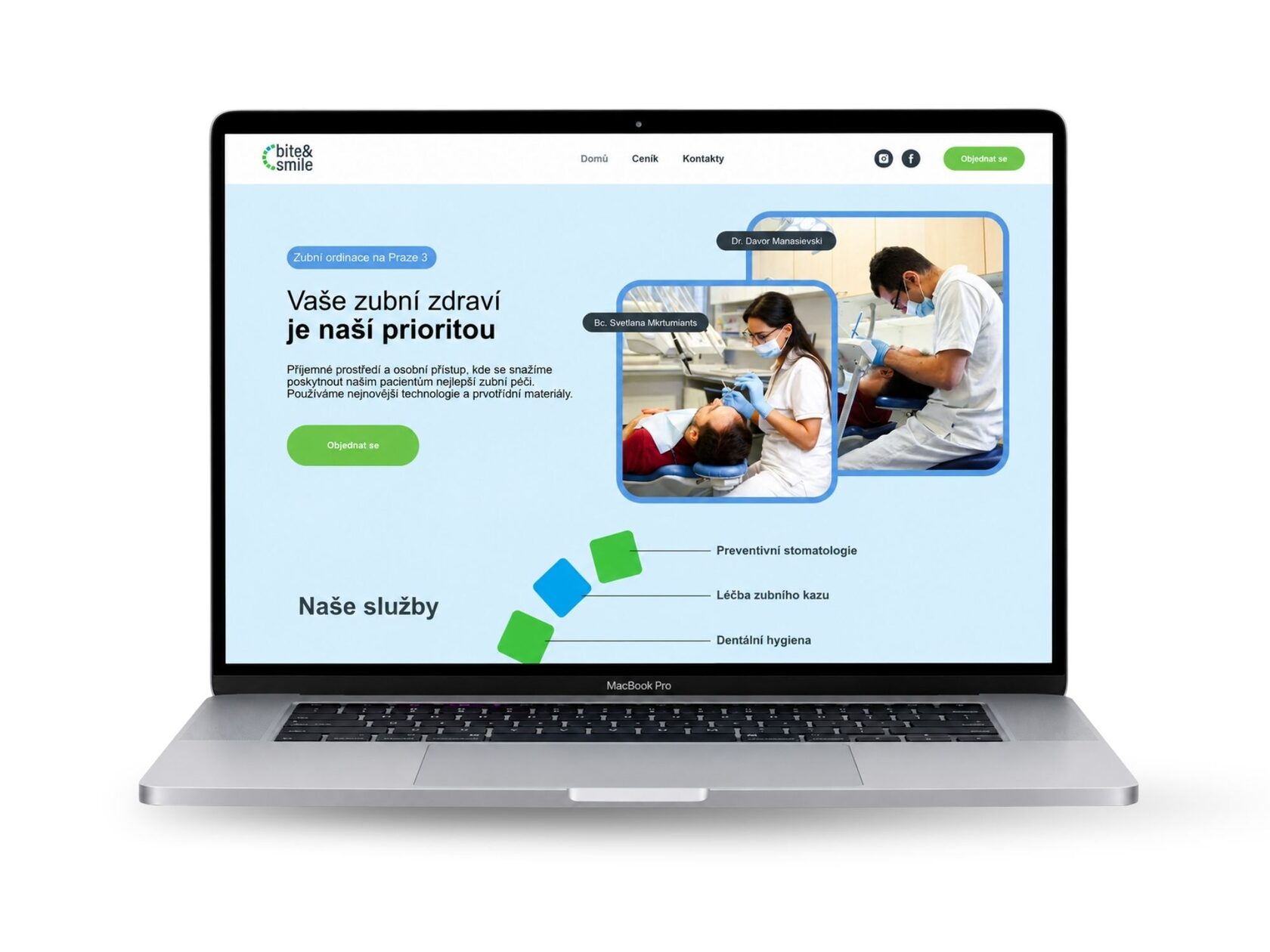 Ukázka hotového webu na laptopu a mobilu