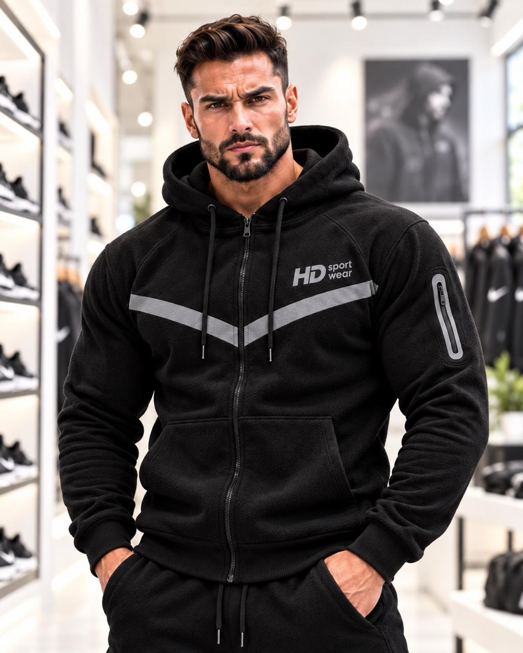 Чоловічий чорний костюм HD Sport Wear із полар-флісу