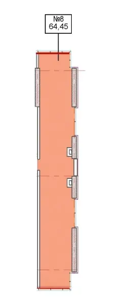 Планировка офиса №8 площадью 64,45 м² в БЦ PlatON