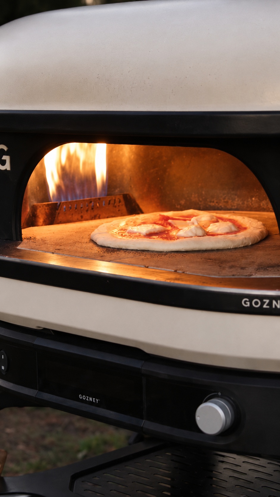 Pizza baking inside the oven
