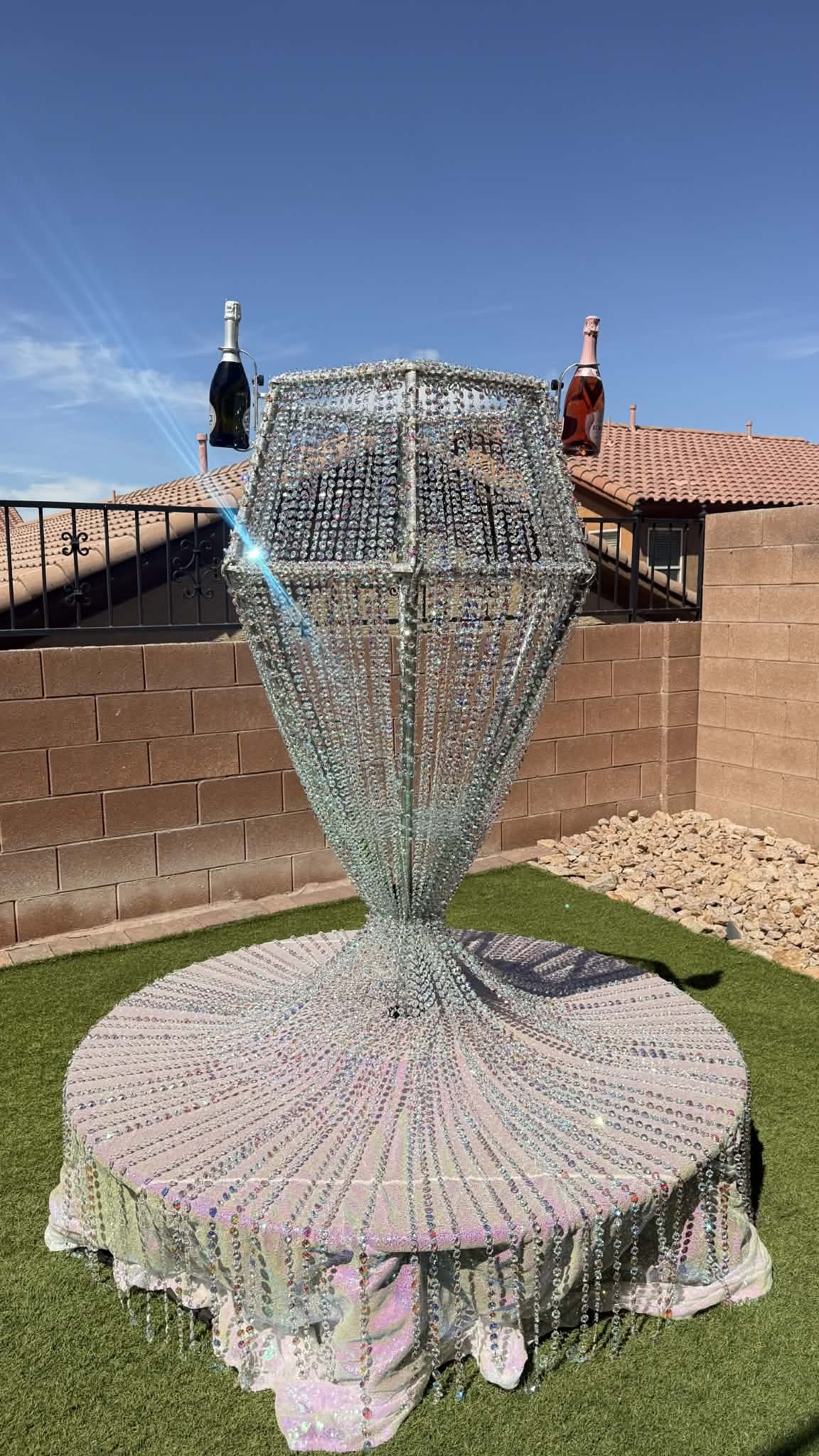 Crystal diamond champagne glass prop