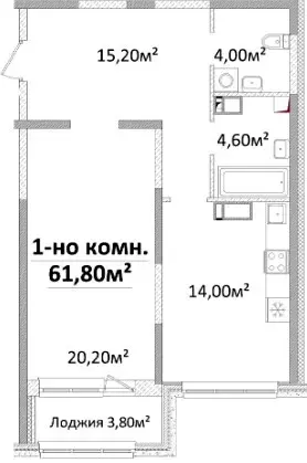 1-комнатная квартира в ЖК Оскар — вариант 5