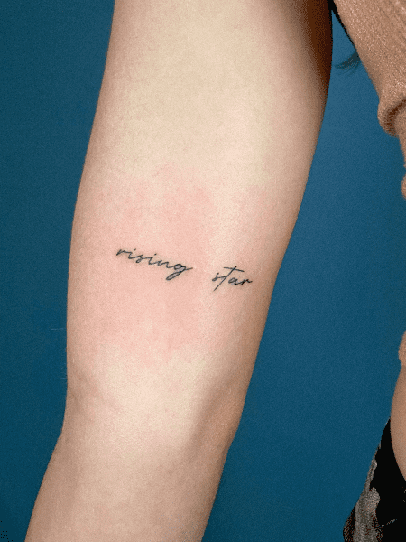 tattoo text in Fine Line style