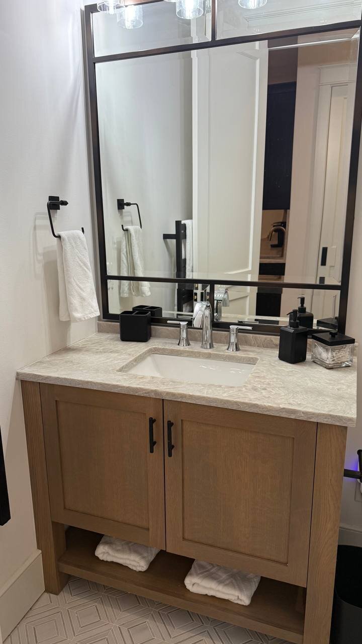 Fabrication and Installation of a Stone Vanity Top with Integrated Sink for a Bathroom