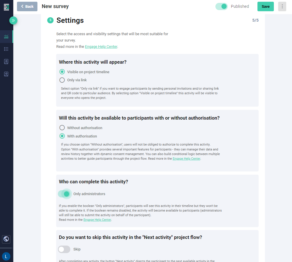 Register participant activity submissions