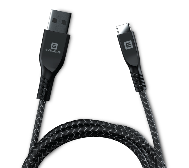 Black Evelatus Type-C cable in a wound shape