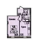 Планировка 1-комнатной квартиры в ЖК 38-я Жемчужина — вариант 3