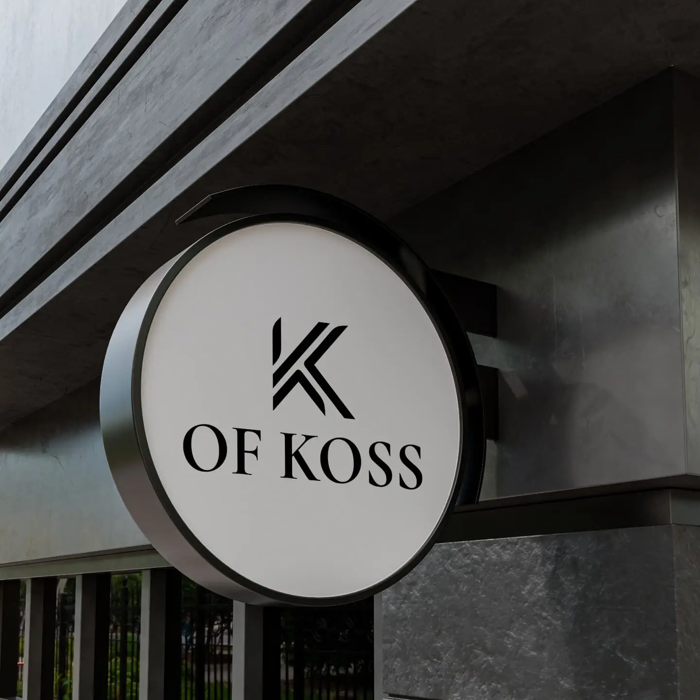 Round Of KOSS clothing store sign