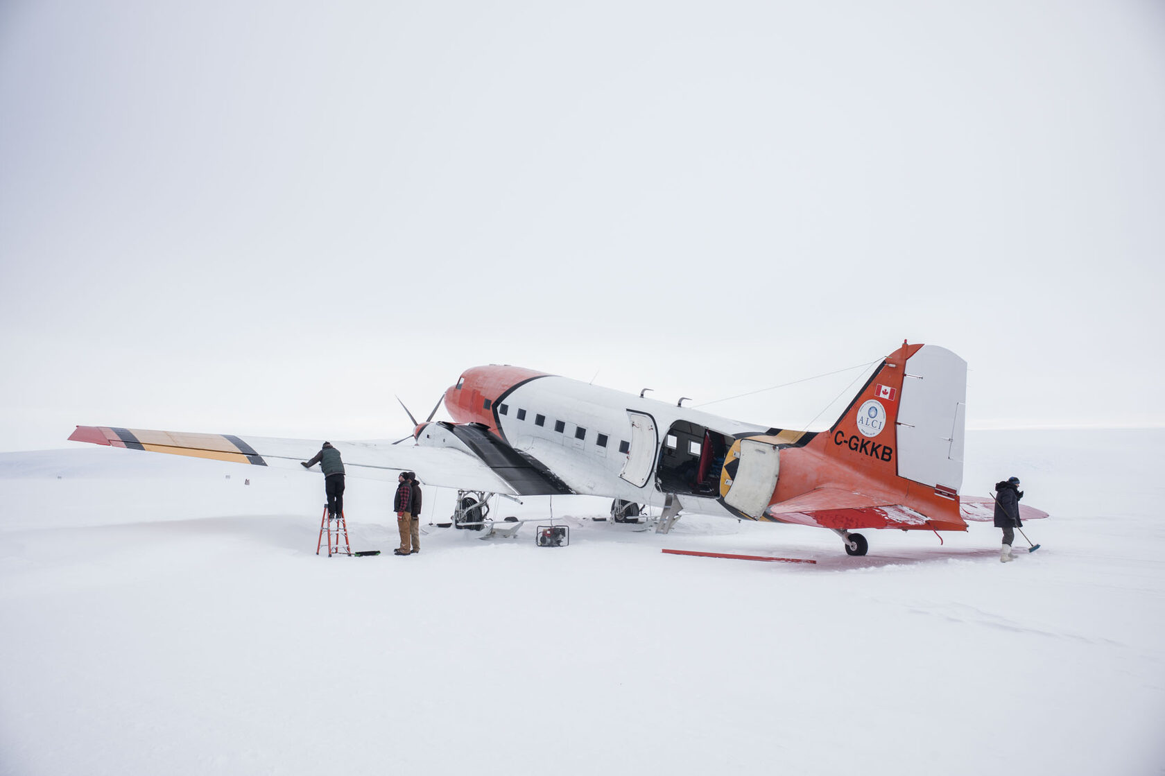 Basler aircraft on the Antarctic ice runway
