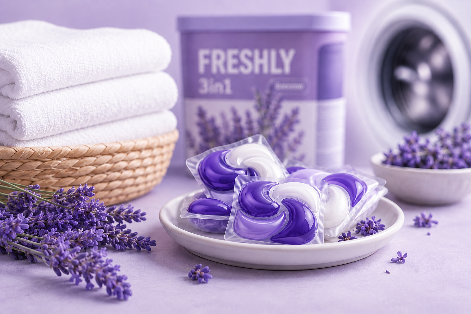 Капсули для прання FRESHLY та чисті речі