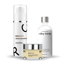 Ніжний омолоджувальний комплекс з безпечною альтернативою ретинолу ROBEAUTY — тонер, сироватка та крем