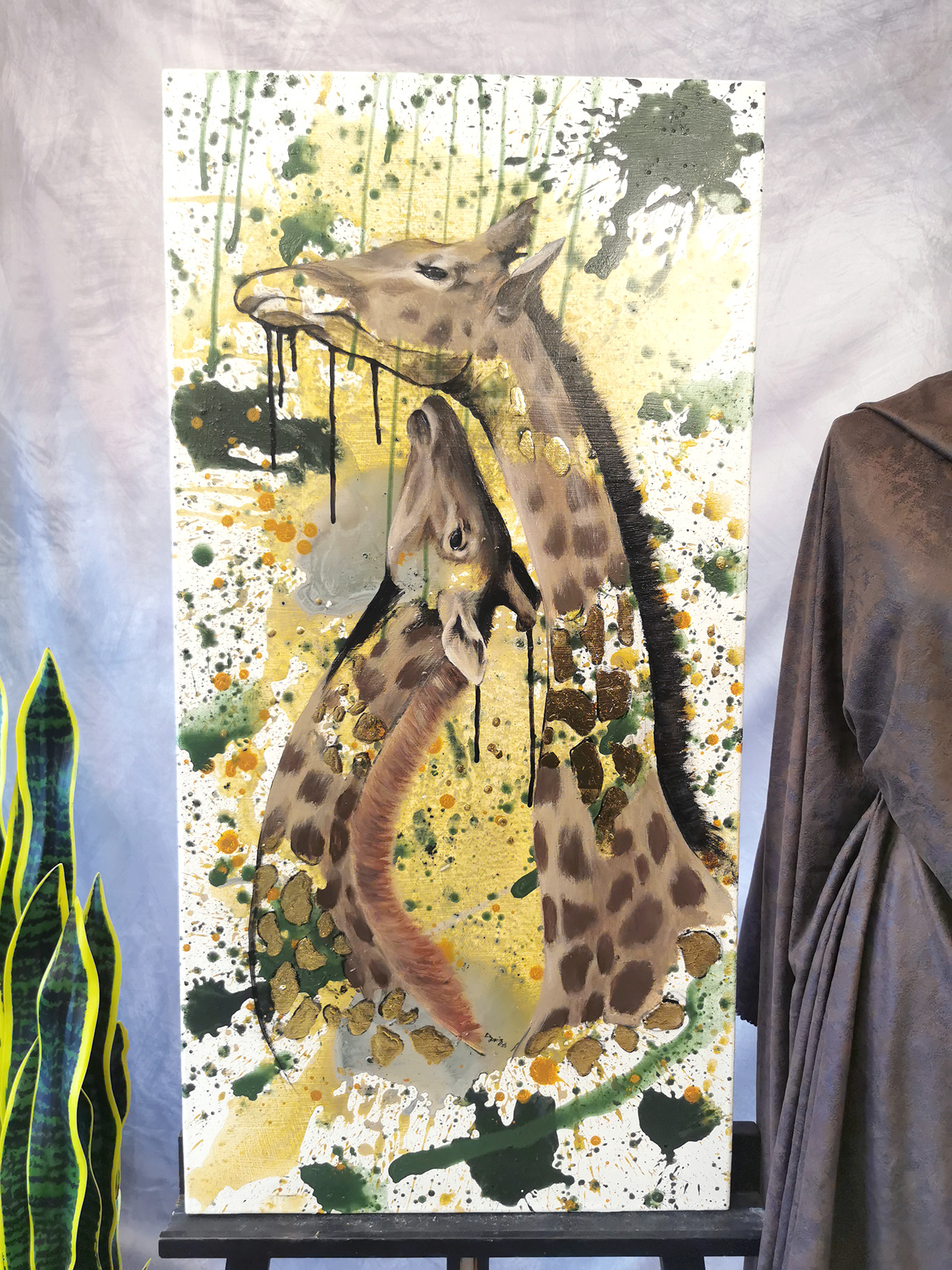 Großformatiges Giraffen Gemälde Original – Weite, Höhe und Verbundenheit