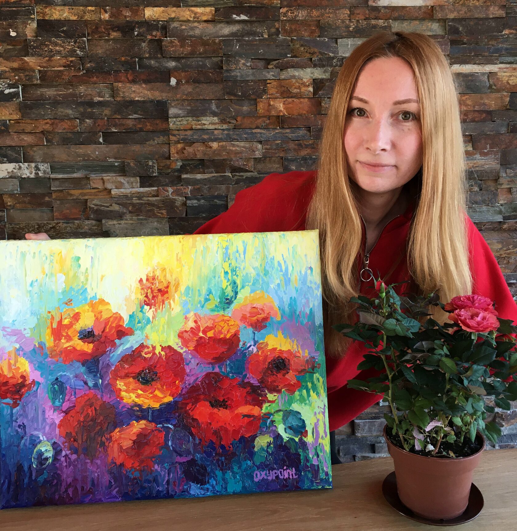 Poppies oil painting, poppy art, Oxypoint artist Oxana Kravtsova