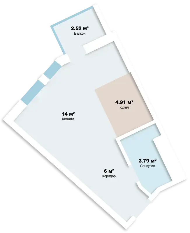 Планировка 1-комнатной квартиры в ЖК ITown — фото 1