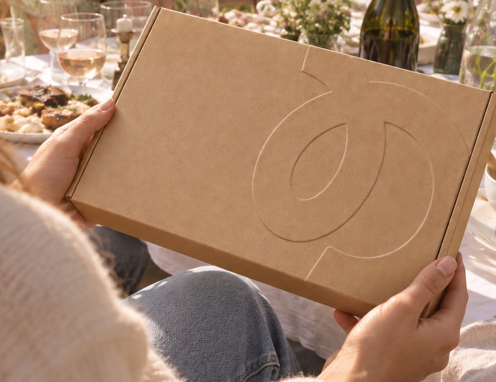Kraft gift box with an embossed logo