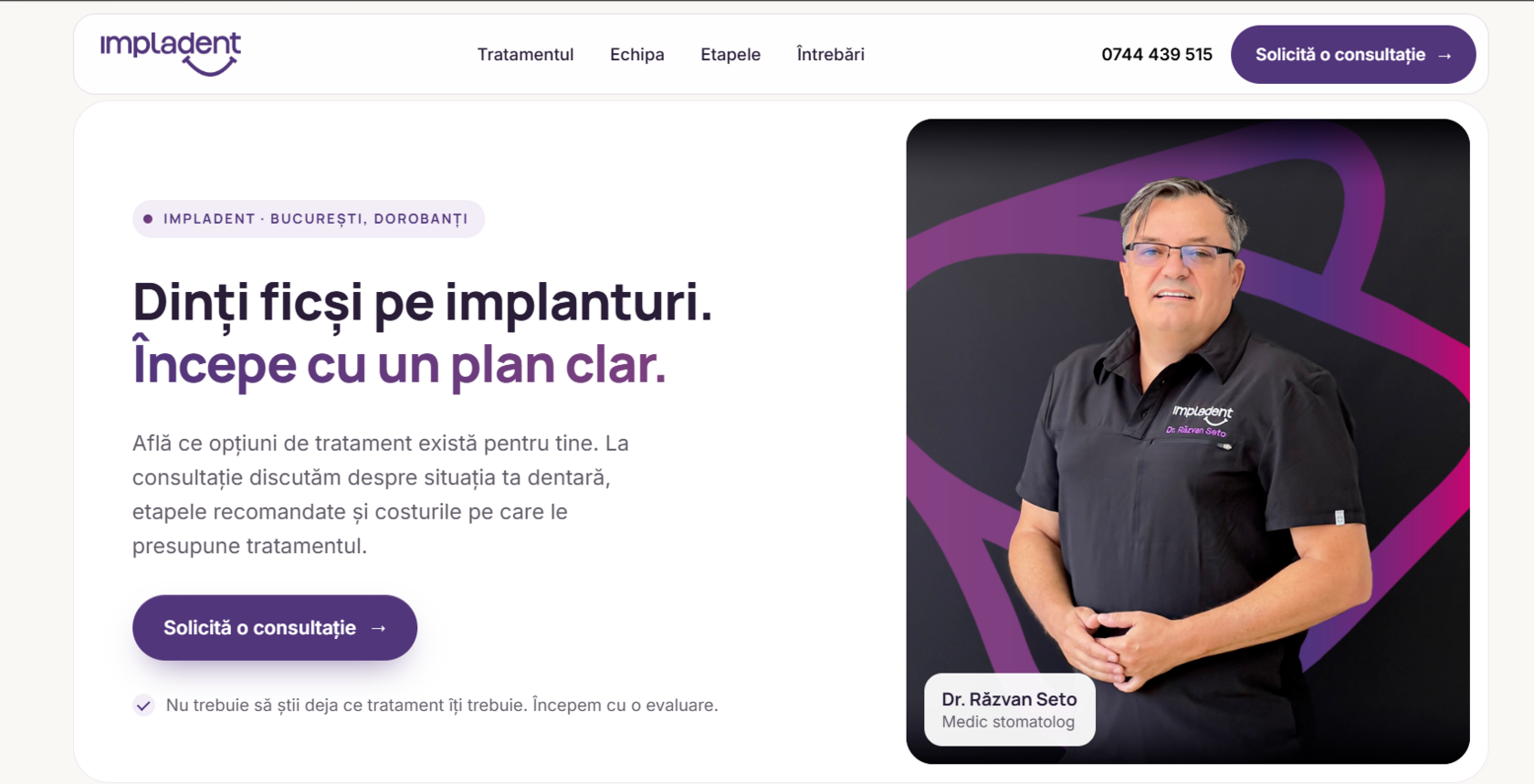 Pagină realizată de More Leads pentru Impladent