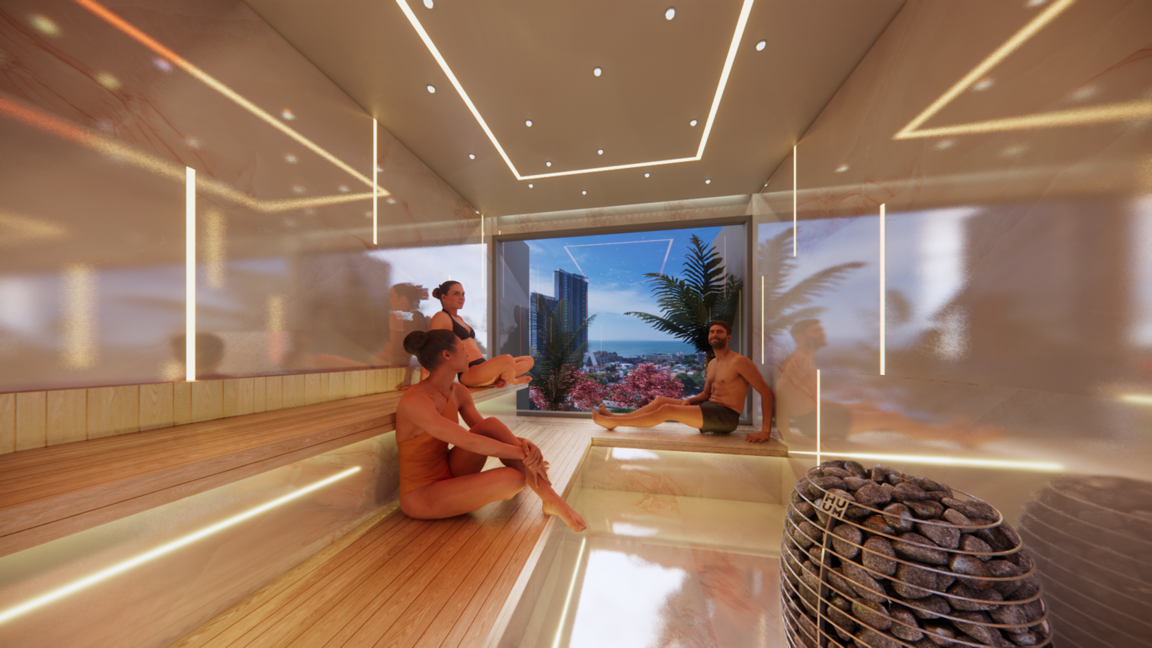 Sauna with sea view at Copacabana Coral Reef, rendering