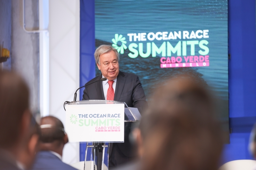 A speaker at The Ocean Race Summit in Mindelo, Cabo Verde