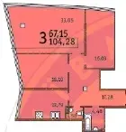 3-комнатные планировка Costa Fontana — вариант 3