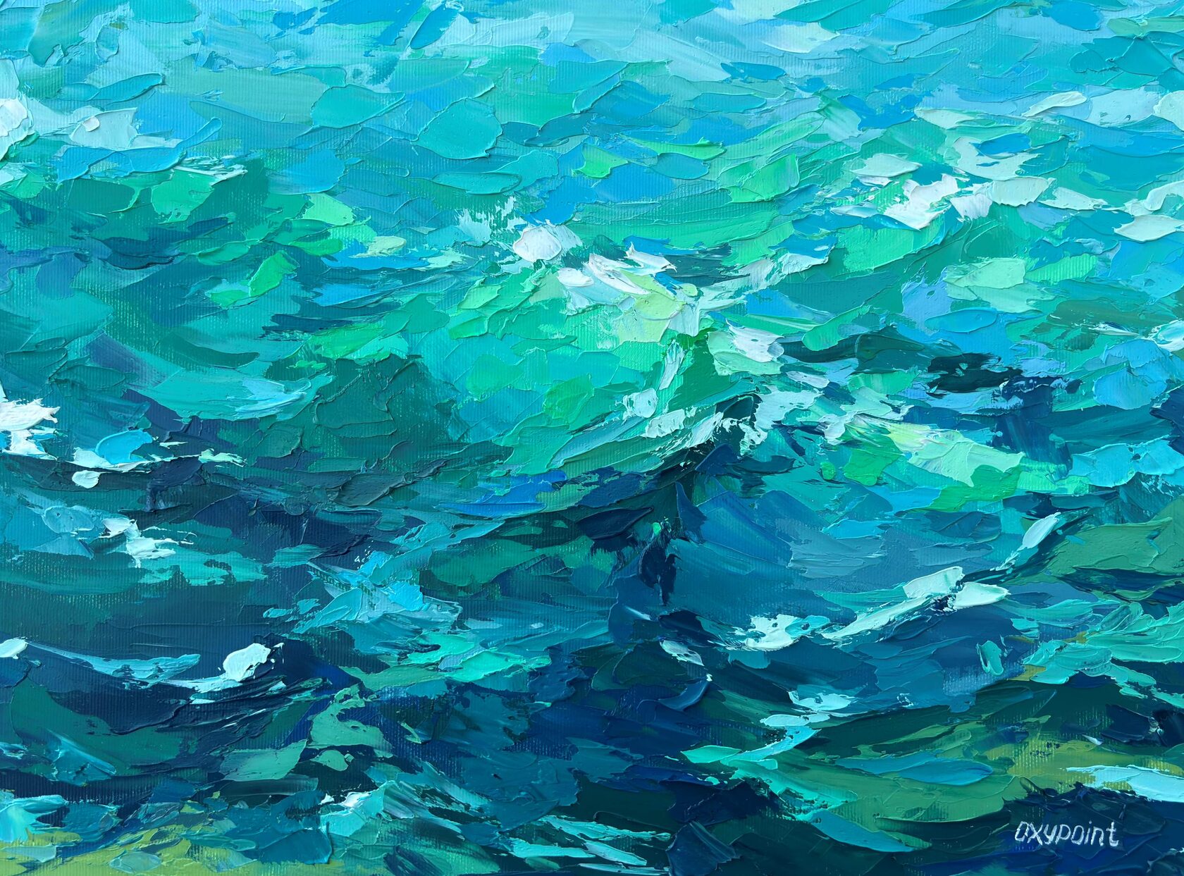 Sea, waves, ocean, abstract oil painting, painting for sale